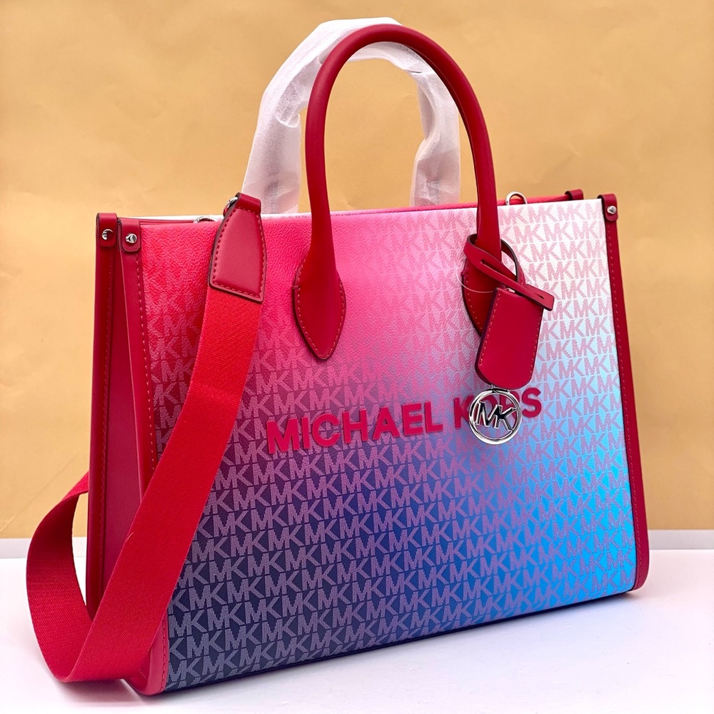 Michael kors purse medium Mirella shoulder tote dk raspberry - Picture 8 of 11